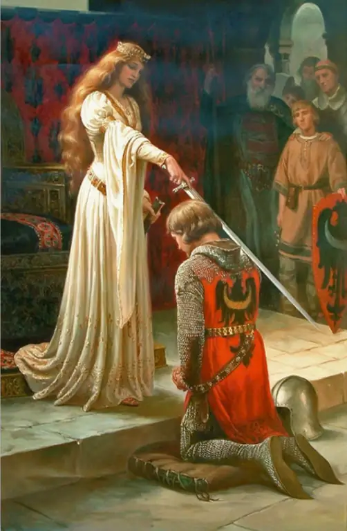 Knighting of the Richard the Lionheart oleh ibunya Alienora dari Aquitaine