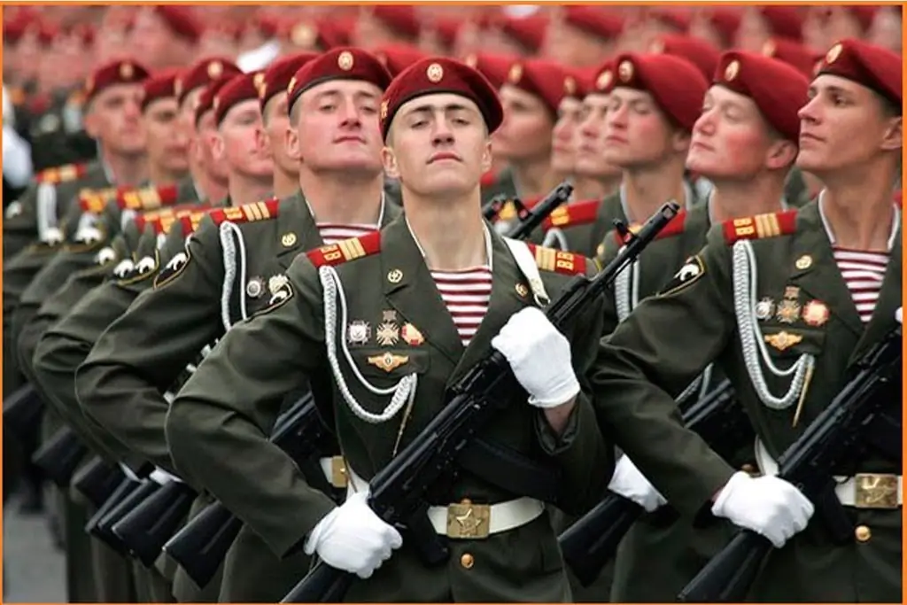 Column of Internal Troops on parade