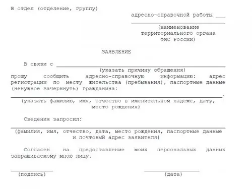 Model i një kërkese në shërbimin referues të adresës së FMS